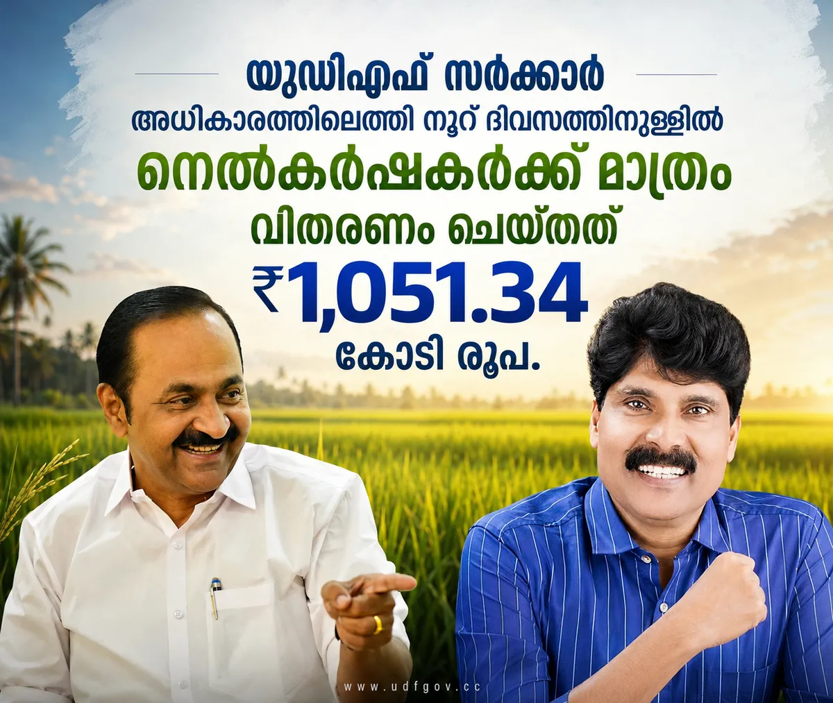 നെല്ല് സംഭരണത്തിൽ പുതുയുഗം: കർഷകർക്ക് നേരിട്ട് 1,051.34 കോടി രൂപ നൽകി യുഡിഎഫ് സർക്കാർ